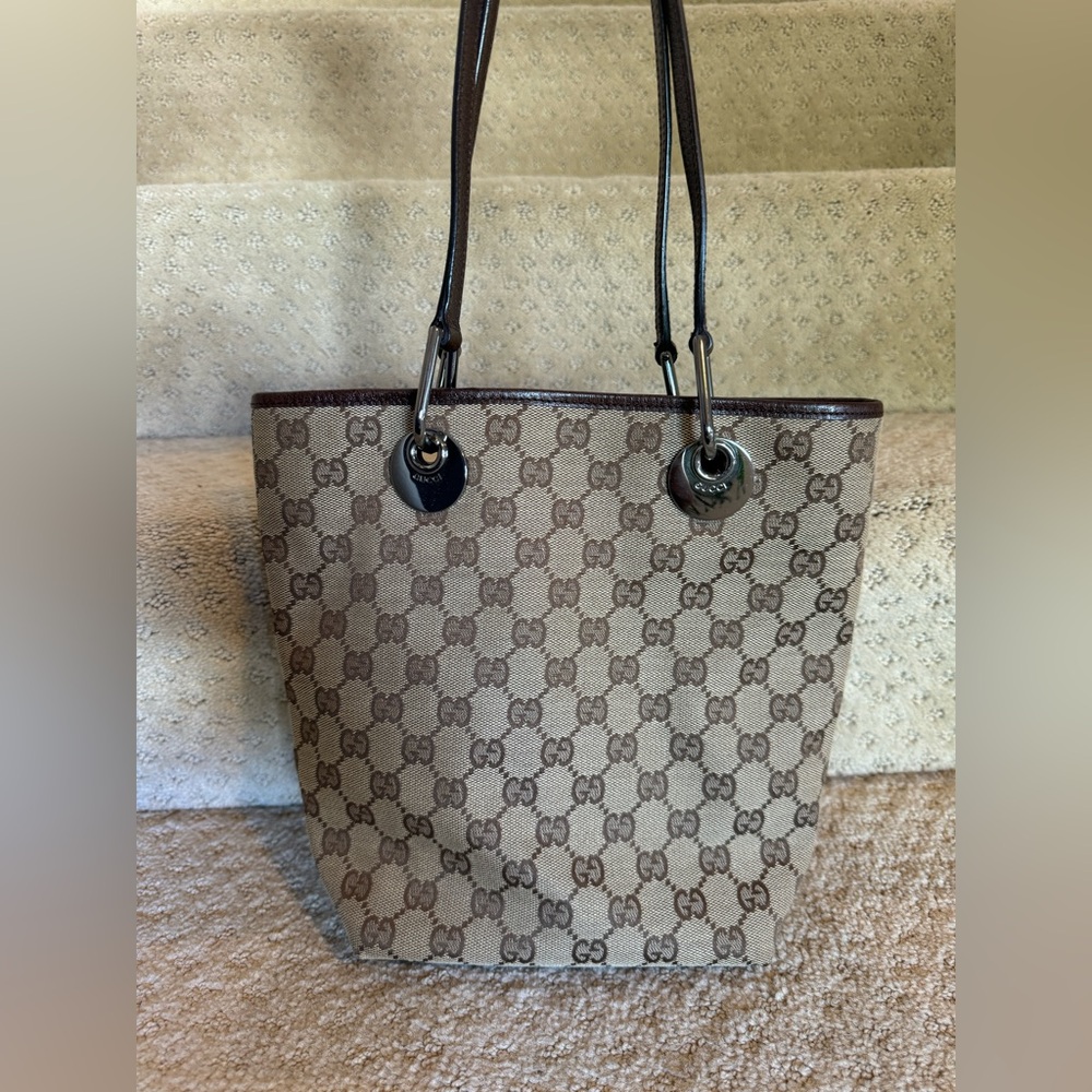 Gucci Monogram Small Eclipse tote in brown